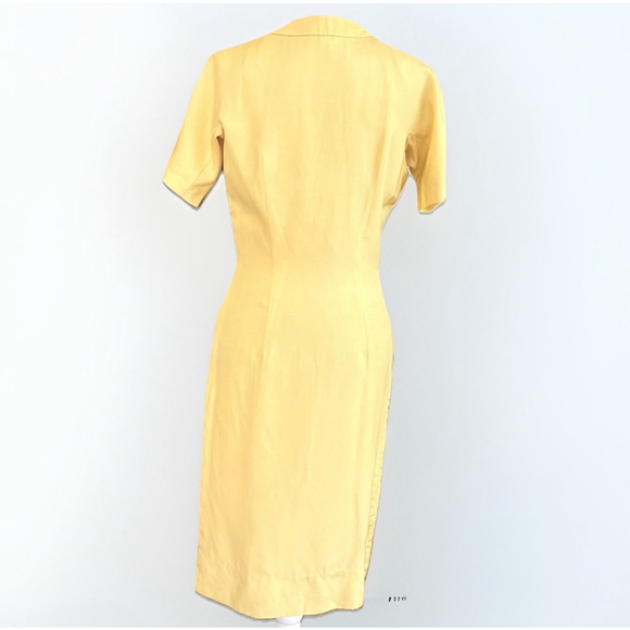 Dynasty for Ambrosine Yellow Silk Pencil Dress Vintage 12 - Picture 3 of 11
